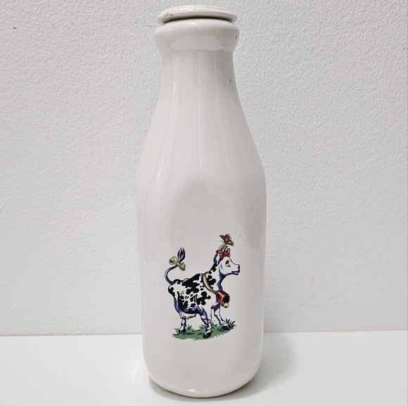 Vintage Ceramic Painted Milk Bottle Carafe - Picture 13 of 13